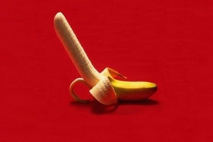 Banane symbolisiert einen durch körperliche Betätigung vergrößerten Penis